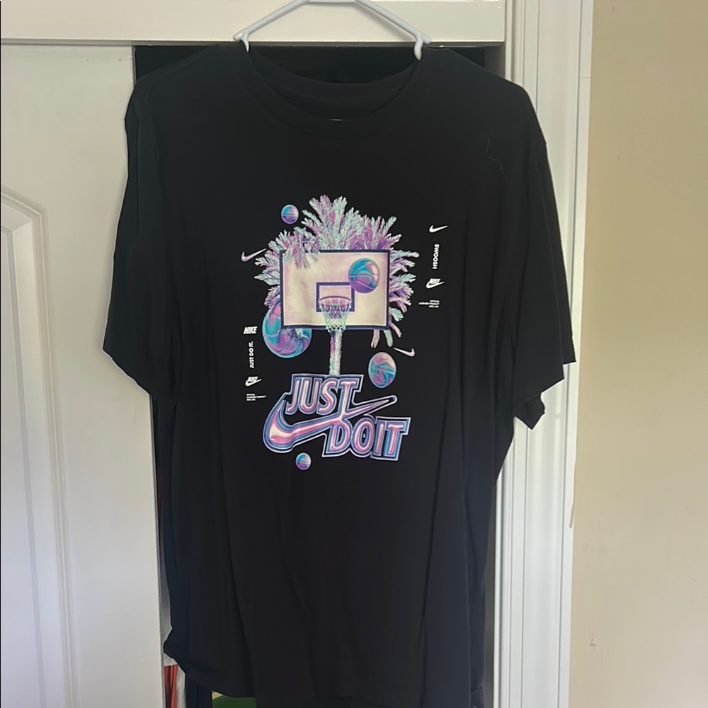 Nike Black T-Shirt with Colorful 'Just Do It' Design